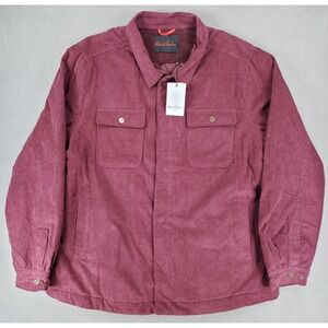 Robert Graham Corduroy Jacket Burgundy Mens‎ XXL New Zip Snap Quilt Lined Cotton